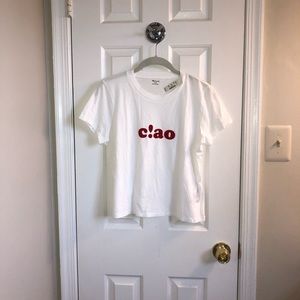 Madewell ciao cropped white t shirt, new with tag